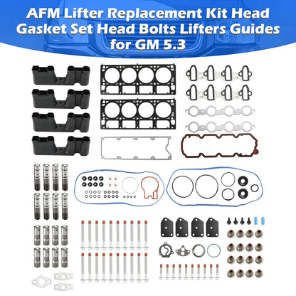 2005-2009 Chevy Silverado 1500 5.3L 5328CC AFM Lifter Replacement Kit Head Gasket Set Head Bolts Lifters Guides