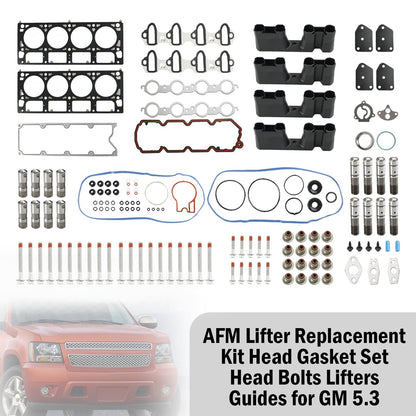 2007-2013 Chevy Suburban 1500 5.3L 5328CC AFM Lifter Replacement Kit Head Gasket Set Head Bolts Lifters Guides