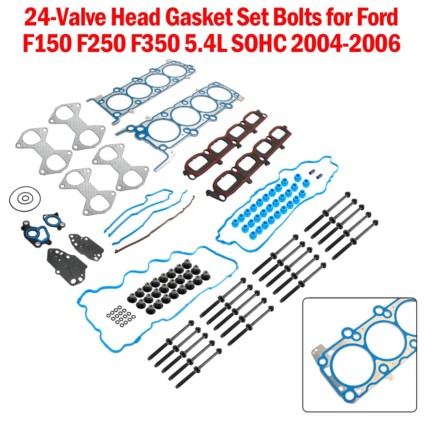 2004-2006 For Ford F150 F250 F350 5.4L SOHC 24-Valve Head Gasket Set Bolts HS26306PT ES72798