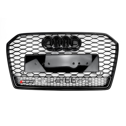 2015-2018 Audi A6 / A6 Sline / S6 C7 To RS6 Quattro Style Black Grill Honeycomb Mesh Front Bumper Grill Replacement