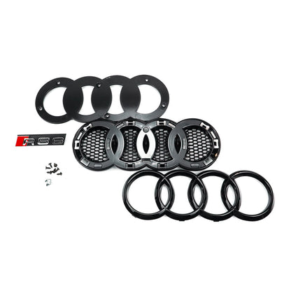 2015-2018 Audi A6 / A6 Sline / S6 C7 To RS6 Quattro Style Black Grill Honeycomb Mesh Front Bumper Grill Replacement