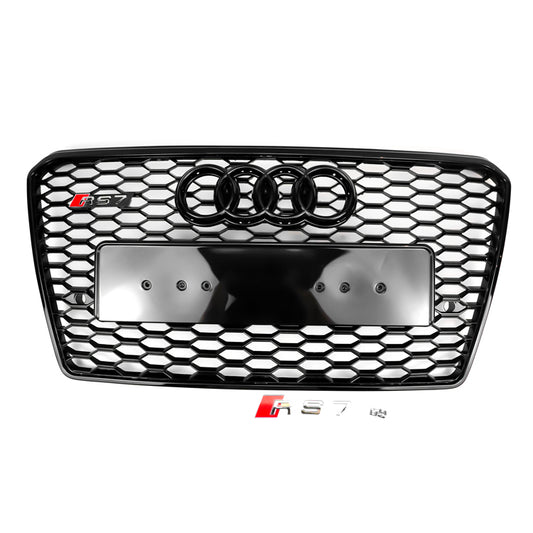 2010-2015 Audi A7 S7 Sport Mesh Hex Grill Replacement RS7 Style Black Honeycomb Grille