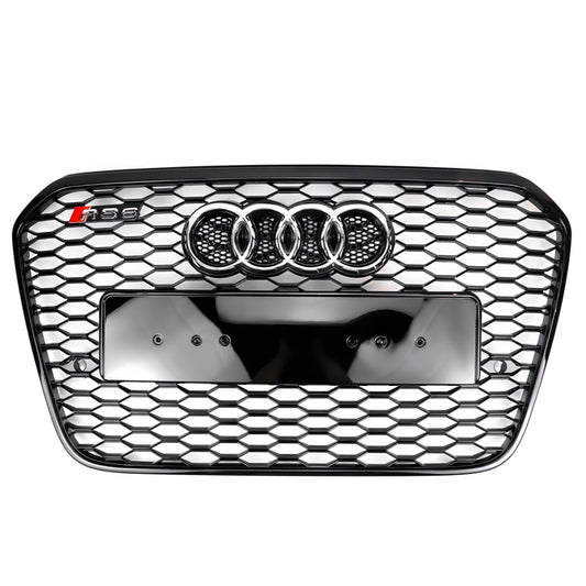 2012-2015 Audi A6 S6 C7 Pre Facelift RS6 Style Honeycomb Front Bumper Grille Black