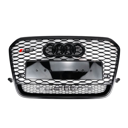 2012-2015 Audi A6/A6 Sline/S6 C7 Honeycomb Grille Front Bumper Black Grill Replacement