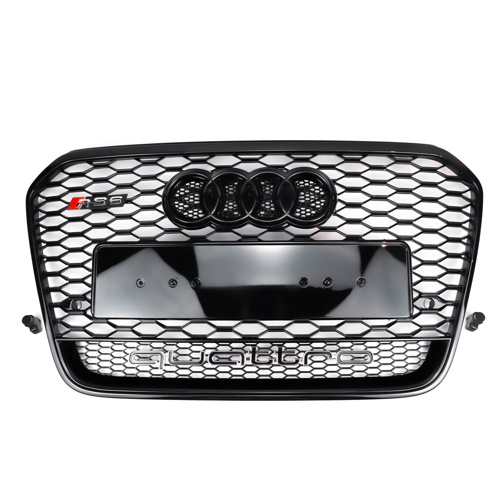 RS6 Style Honeycomb Grille For 2012-2015 Audi A6 A6 Sline S6 Quattro Black Front Bumper Grill Replacement