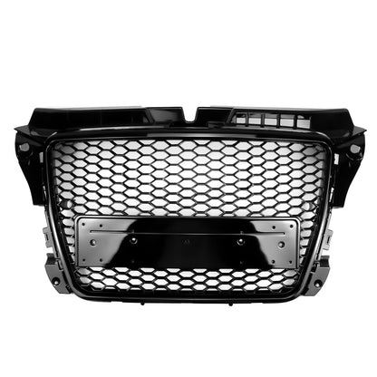 2008-2013 Audi A3 S3 8P Honeycomb Front Bumper Grill RS3 Style Gloss Black Grille