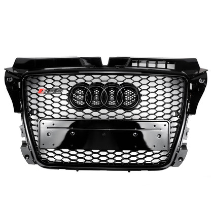 2008-2013 Audi A3 S3 8P Honeycomb Front Bumper Grill RS3 Style Gloss Black Grille