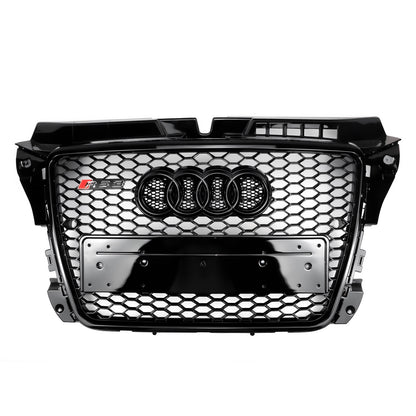 2008-2013 Audi A3 S3 8P Honeycomb Front Bumper Grill RS3 Style Gloss Black Grille