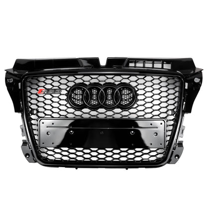 2008-2013 Audi A3 S3 8P Honeycomb Front Bumper Grill RS3 Style Gloss Black Grille