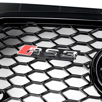 2008-2013 Audi A3 S3 8P Honeycomb Front Bumper Grill RS3 Style Gloss Black Grille