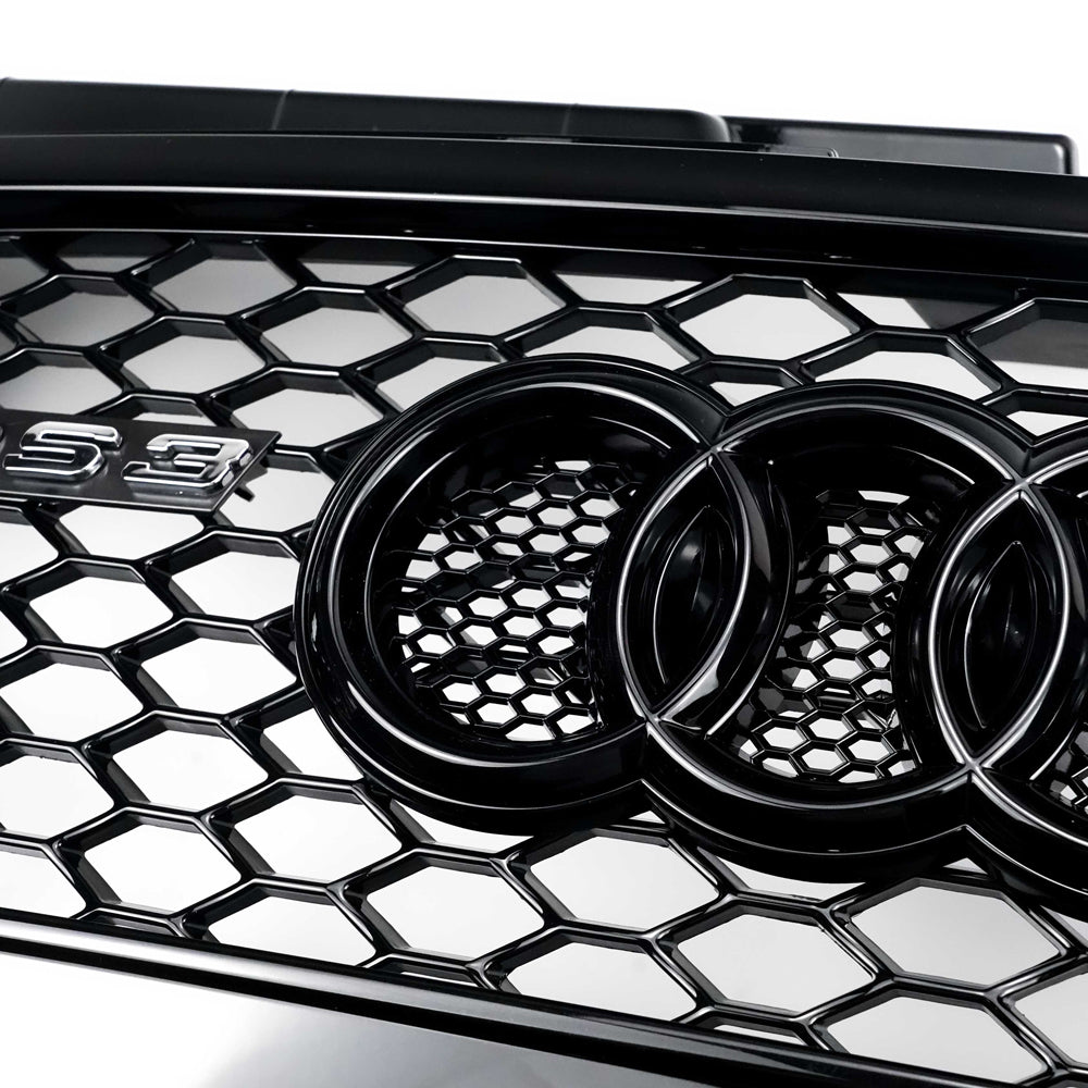 2008-2013 Audi A3 S3 8P Honeycomb Front Bumper Grill RS3 Style Gloss Black Grille