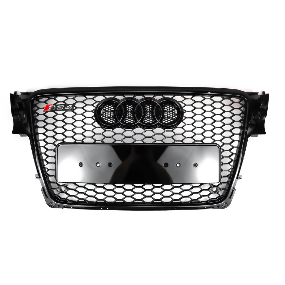 2008-2012 Audi A4 / A4 Avant / S4 B8 RS4 Style Honeycomb Sport Mesh Hex Grill Gloss Black Grille