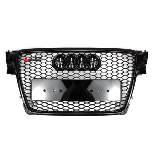 2008-2012 Audi A4 / A4 Avant / S4 B8 RS4 Style Honeycomb Sport Mesh Hex Grill Gloss Black Grille