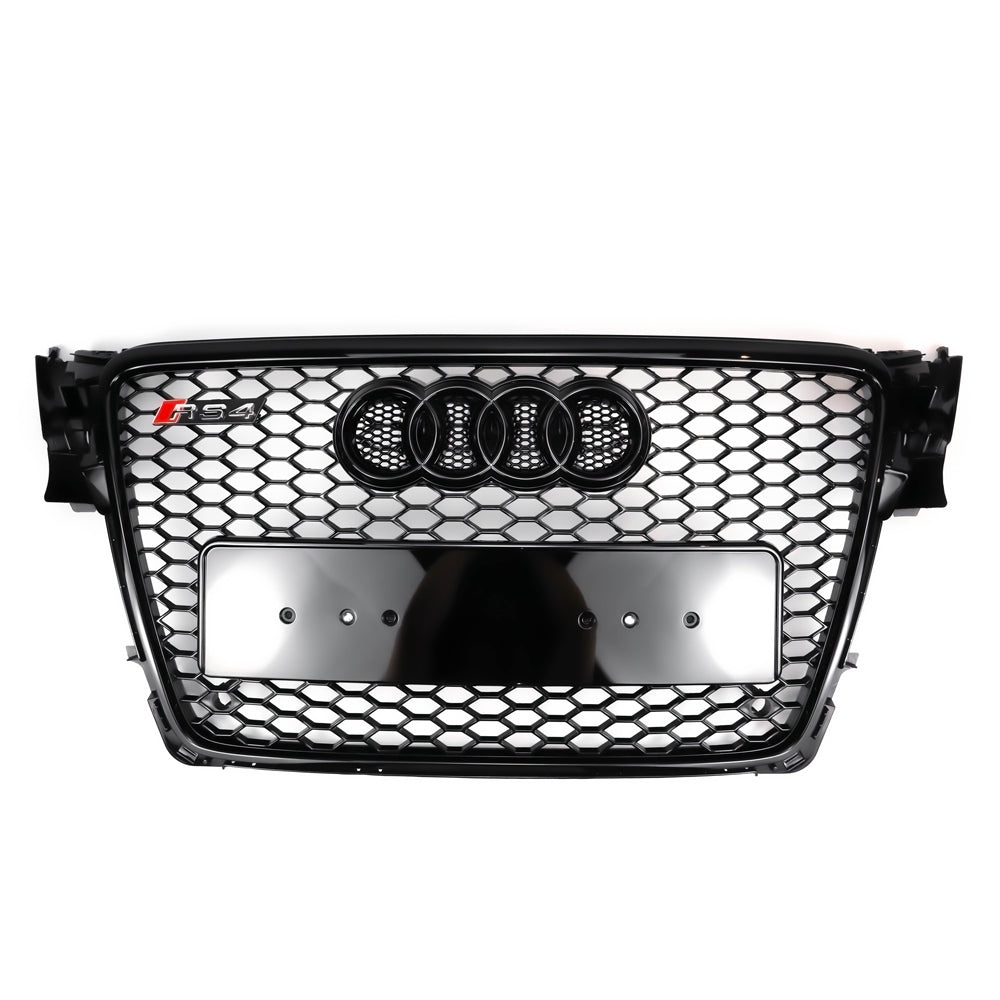 2008-2012 Audi A4 / A4 Avant / S4 B8 RS4 Style Honeycomb Sport Mesh Hex Grill Gloss Black Grille