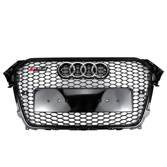 RS4 Style Gloss Black Mesh Grill For 2012-2016 Audi A4 A4 Sline S4 Front Bumper Grill Replacement