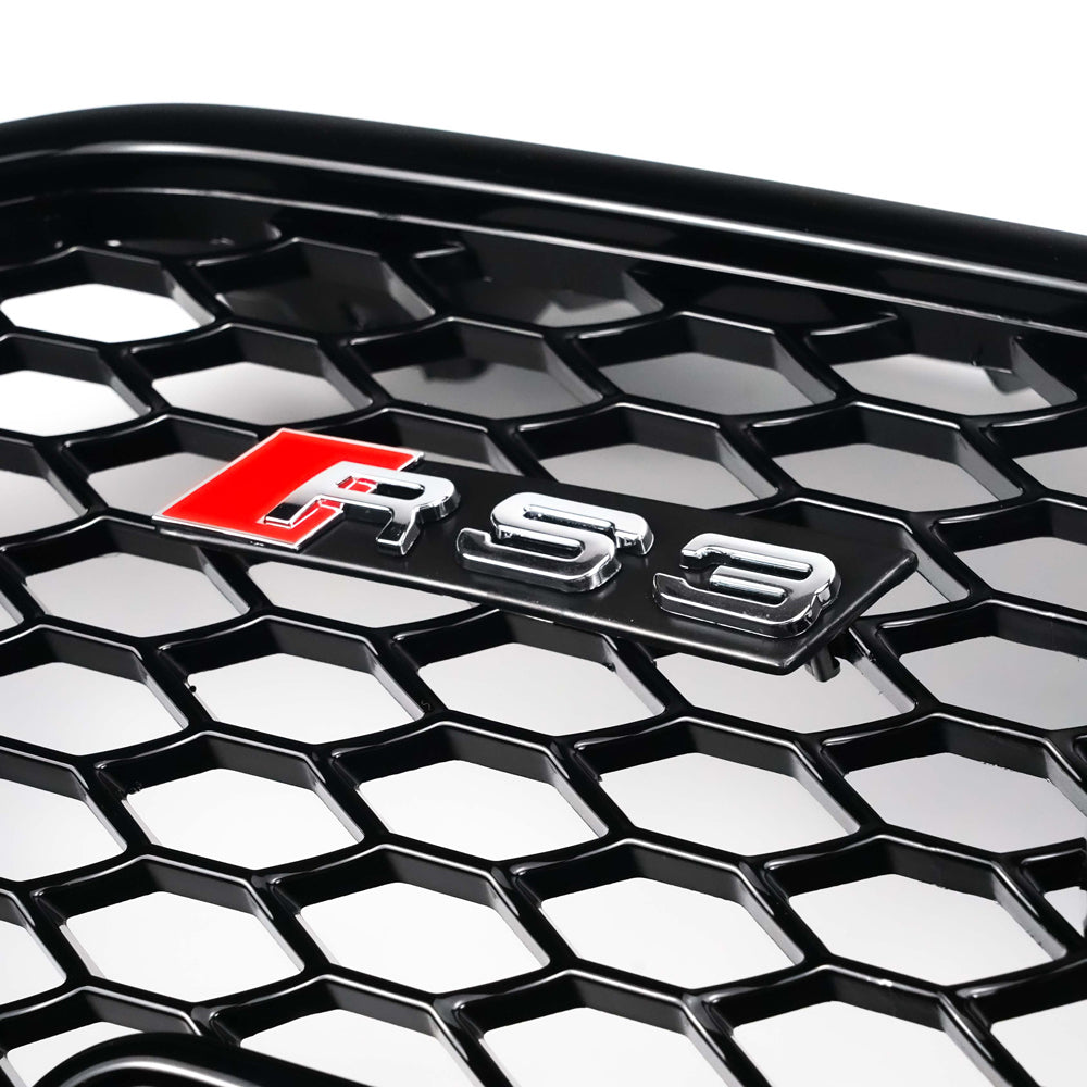 2013-2016 Audi A3 S3 Front Hood Bumper Replacement RS3 Style Black Honeycomb Grille