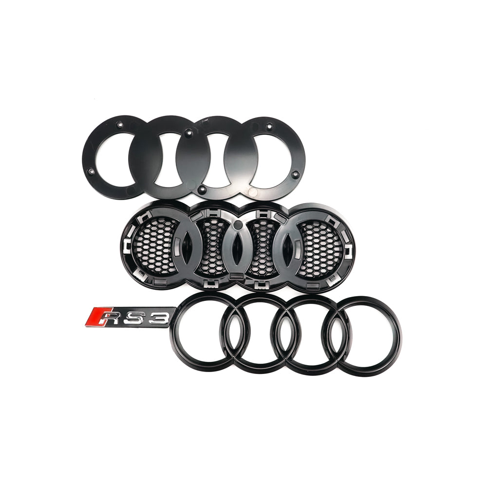 2013-2016 Audi A3 S3 Front Hood Bumper Replacement RS3 Style Black Honeycomb Grille