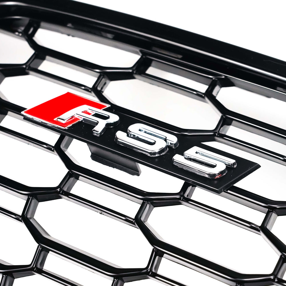 RS5 Style Black Honeycomb Grille for 2017-2019 Audi A5/A5 Sline S5 B9 Sport Mesh Hex Grill Replacement