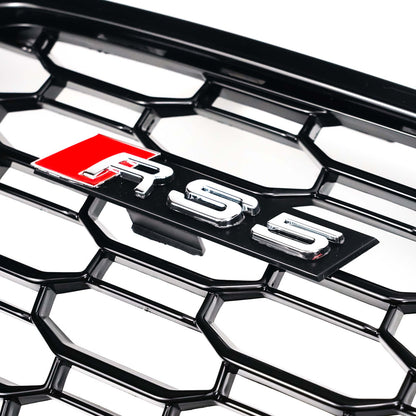 RS5 Style Black Honeycomb Grille for 2017-2019 Audi A5/A5 Sline S5 B9 Sport Mesh Hex Grill Replacement
