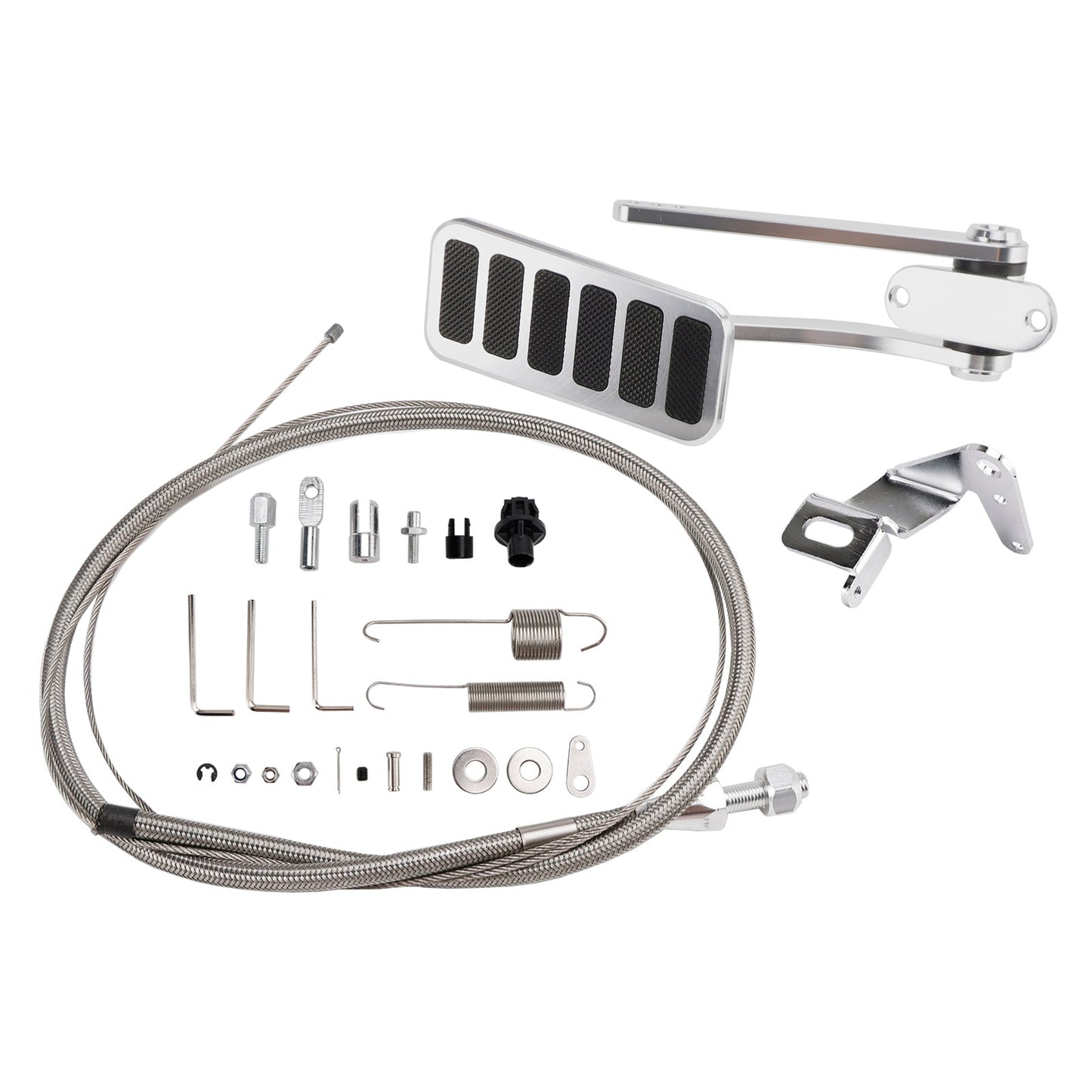 Universal Street Hot Rod Aluminum Gas Pedal + 24" SS Throttle Cable & Spring Set