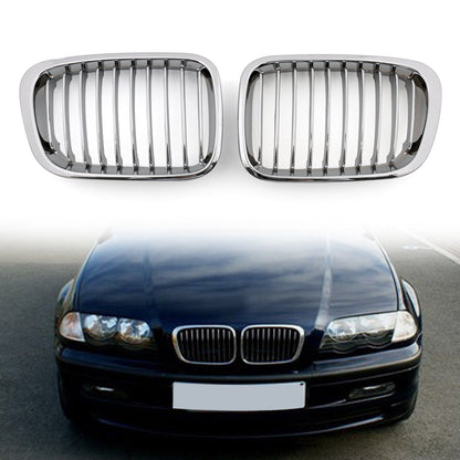1998-2001 BMW 3 Series E46 4 Doors Chrome Kidney Grill Front Bumper Replacement Grille