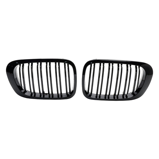 1999-2001 BMW 3 Series E46 2-Door 323Ci/328Ci/320Ci/325Ci/318Ci Double Line Front Grill Gloss Black Grille