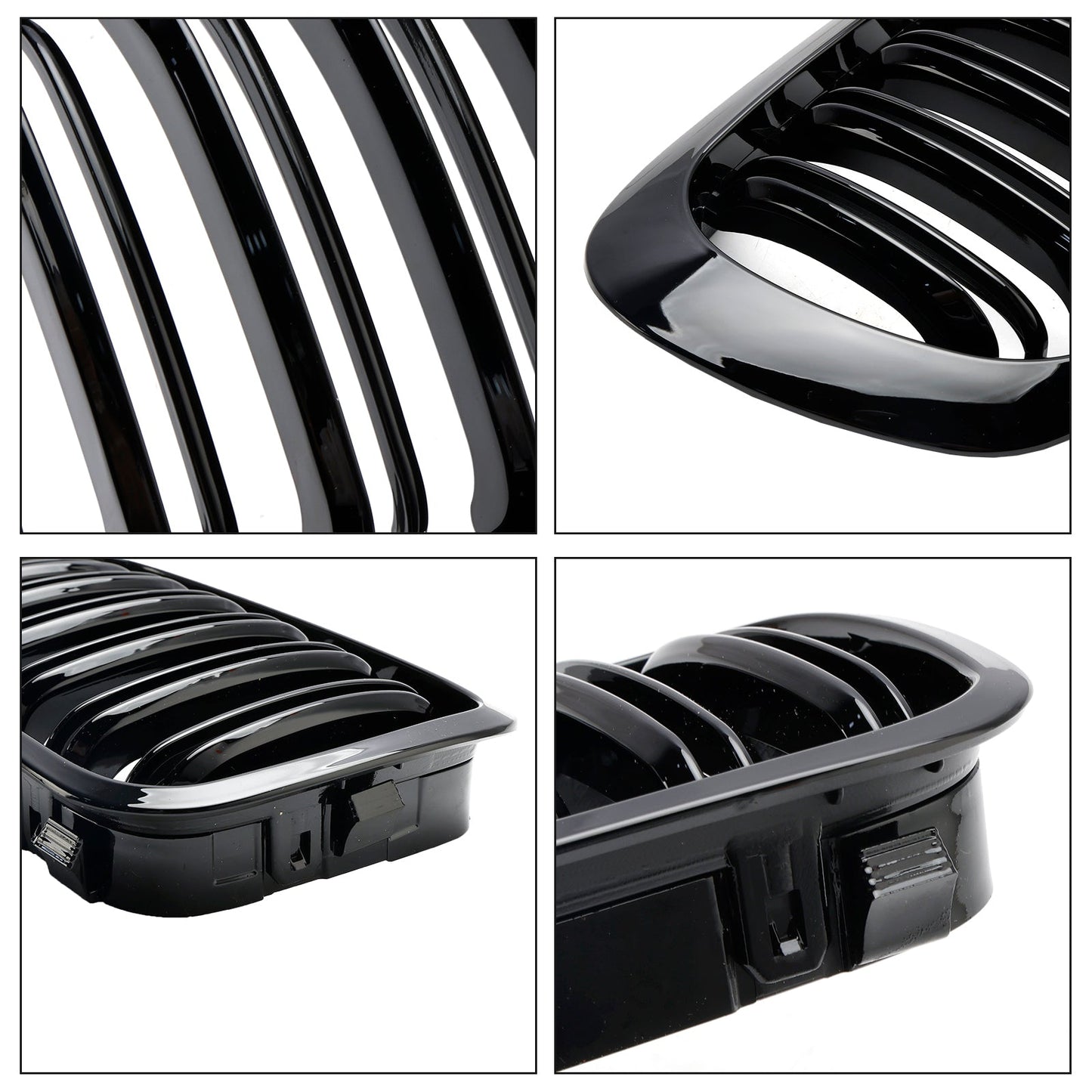 1999-2001 BMW 3 Series E46 2-Door 323Ci/328Ci/320Ci/325Ci/318Ci Double Line Front Grill Gloss Black Grille