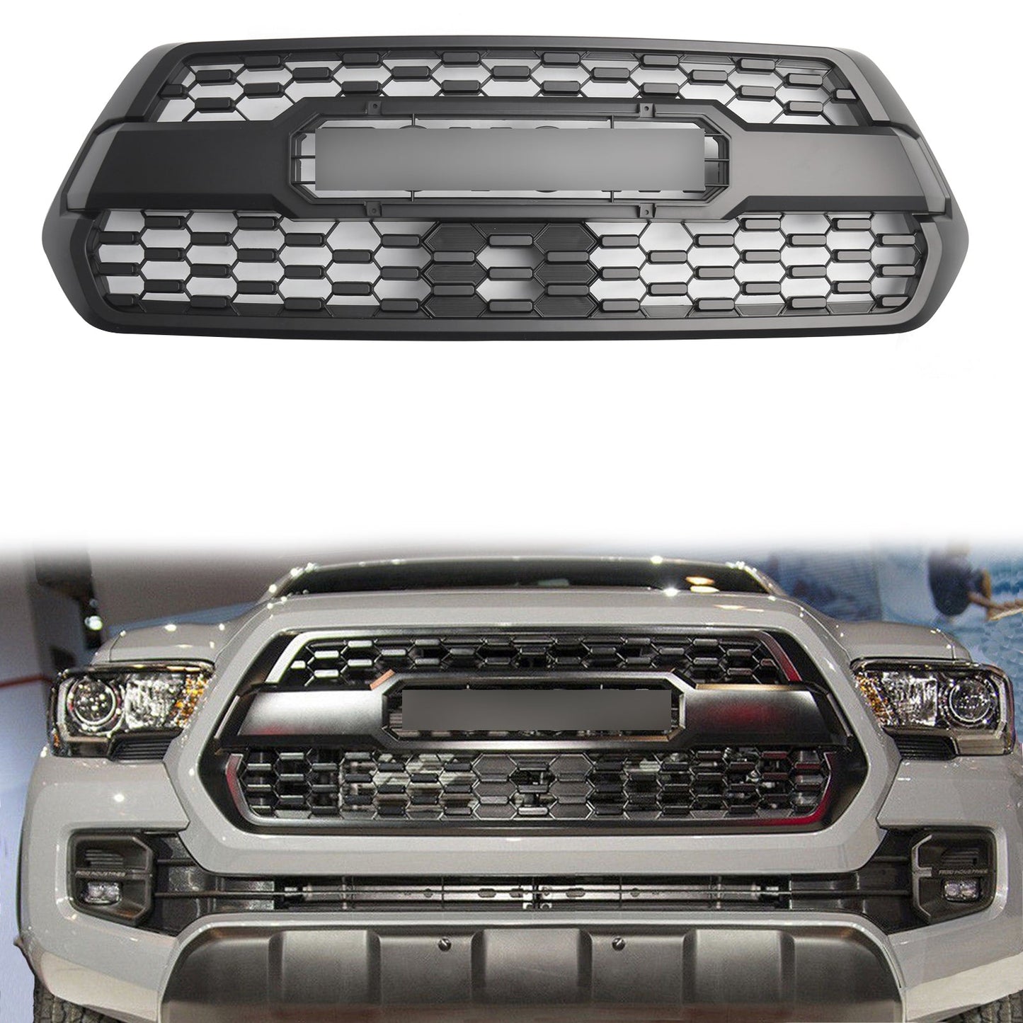 Toyota Tacoma 3rd Gen Front Grille 2016-2023  Honeycomb Bumper Matte Black Grille