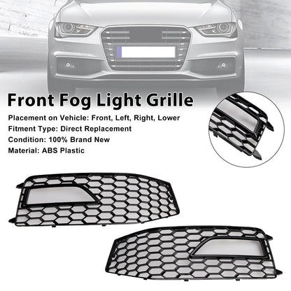 2013-2015 Audi A4 S-line / S4 Honeycomb Mesh Grill Front Bumper 2PCS Fog Light Lamp Cover Grille