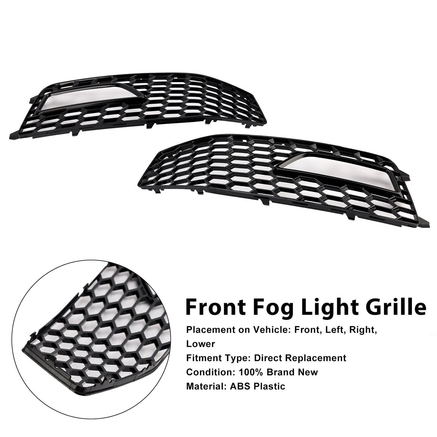2013-2015 Audi A4 S-line / S4 Honeycomb Mesh Grill Front Bumper 2PCS Fog Light Lamp Cover Grille