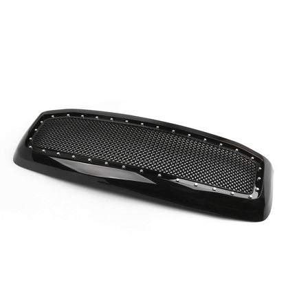 2006-2008 Ram 1500 2500 3500 Dodge Mesh Rivet Grill Replacement Front Hood Grille Black/Chrome Generic