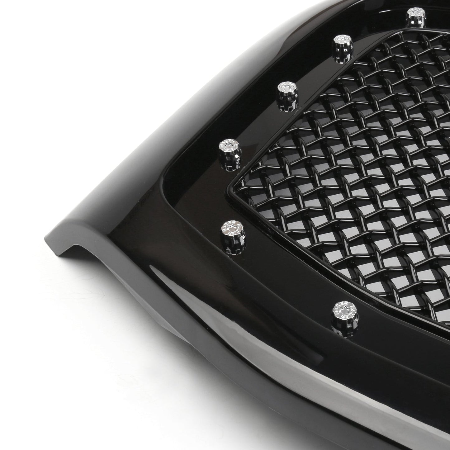 Dodge Ram 1500 2500 3500 2006-2008 Mesh Rivet Grill Replacement Front Hood Black / Chrome Grille