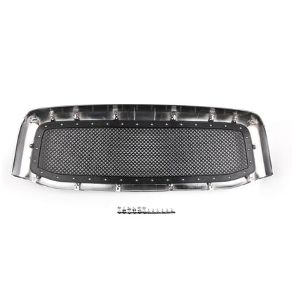 2006-2008 Ram 1500 2500 3500 Dodge Mesh Rivet Grill Replacement Front Hood Grille Black/Chrome Generic