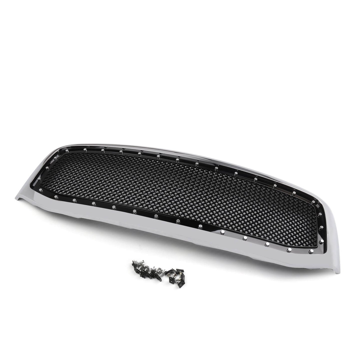 2006-2008 Ram 1500 2500 3500 Dodge Mesh Rivet Grill Replacement Front Hood Grille Black/Chrome Generic