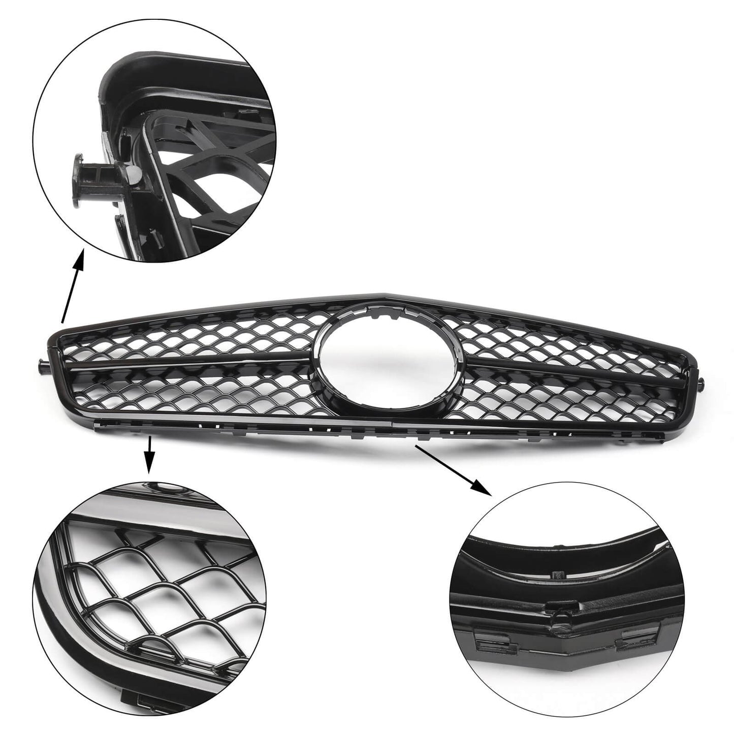 2008-2013 Mercedes Benz C-Class W204 C250 C300 C350 Front Bumper Grill Black Grille