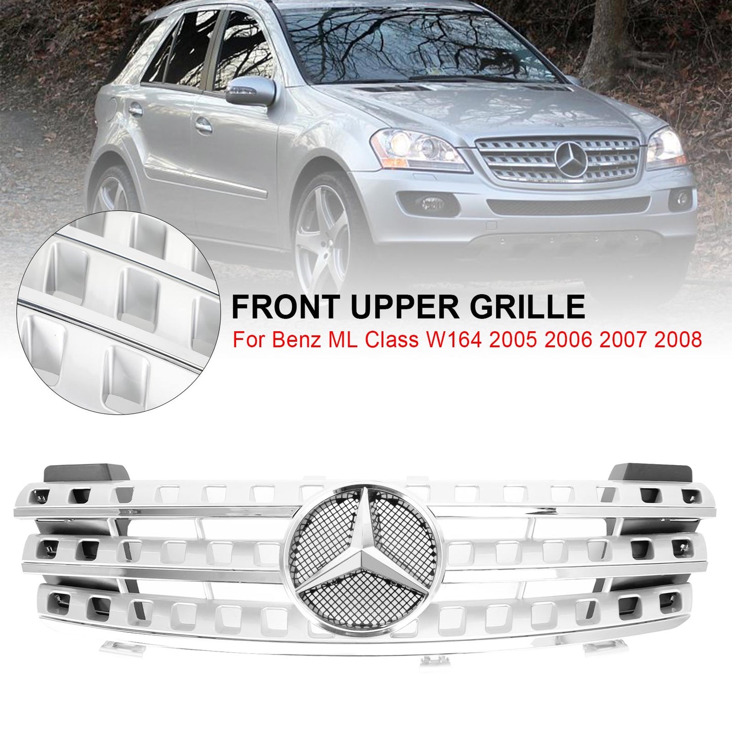 Mercedes Benz ML-Class W164 ML320/300/350/500 2005-2008 Front Bumper Grill Chrome Grille