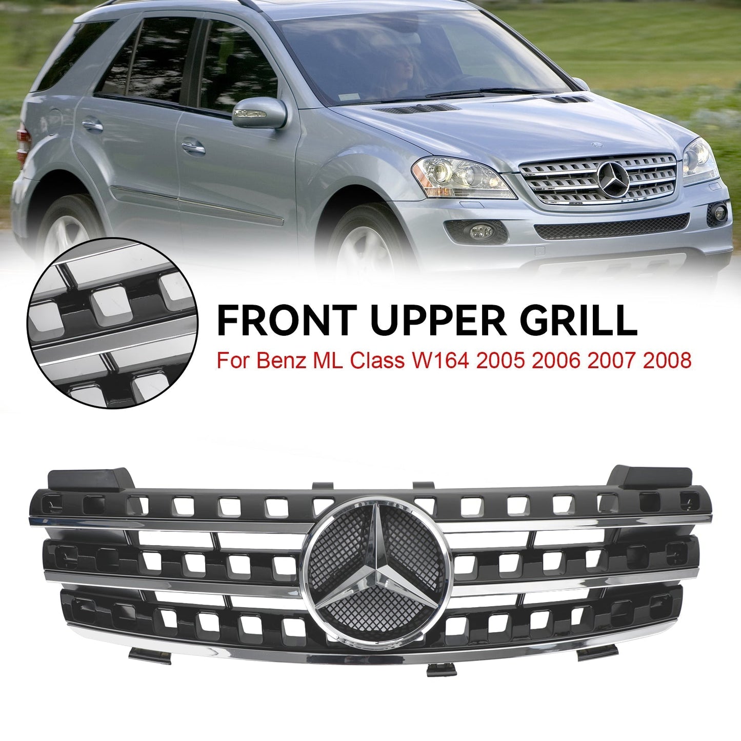 2005-2008 Mercedes ML-Class W164 ML320/300/350/500 Benz Front Grill Chrome Grille