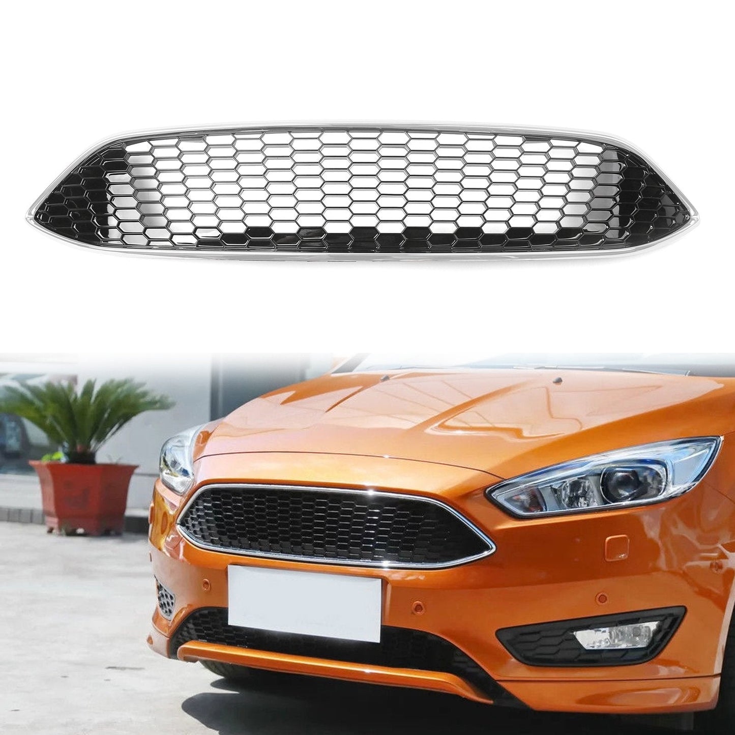 Ford 2015-2016 Focus Front Bumper Grille ABS Gloss Black Honeycomb