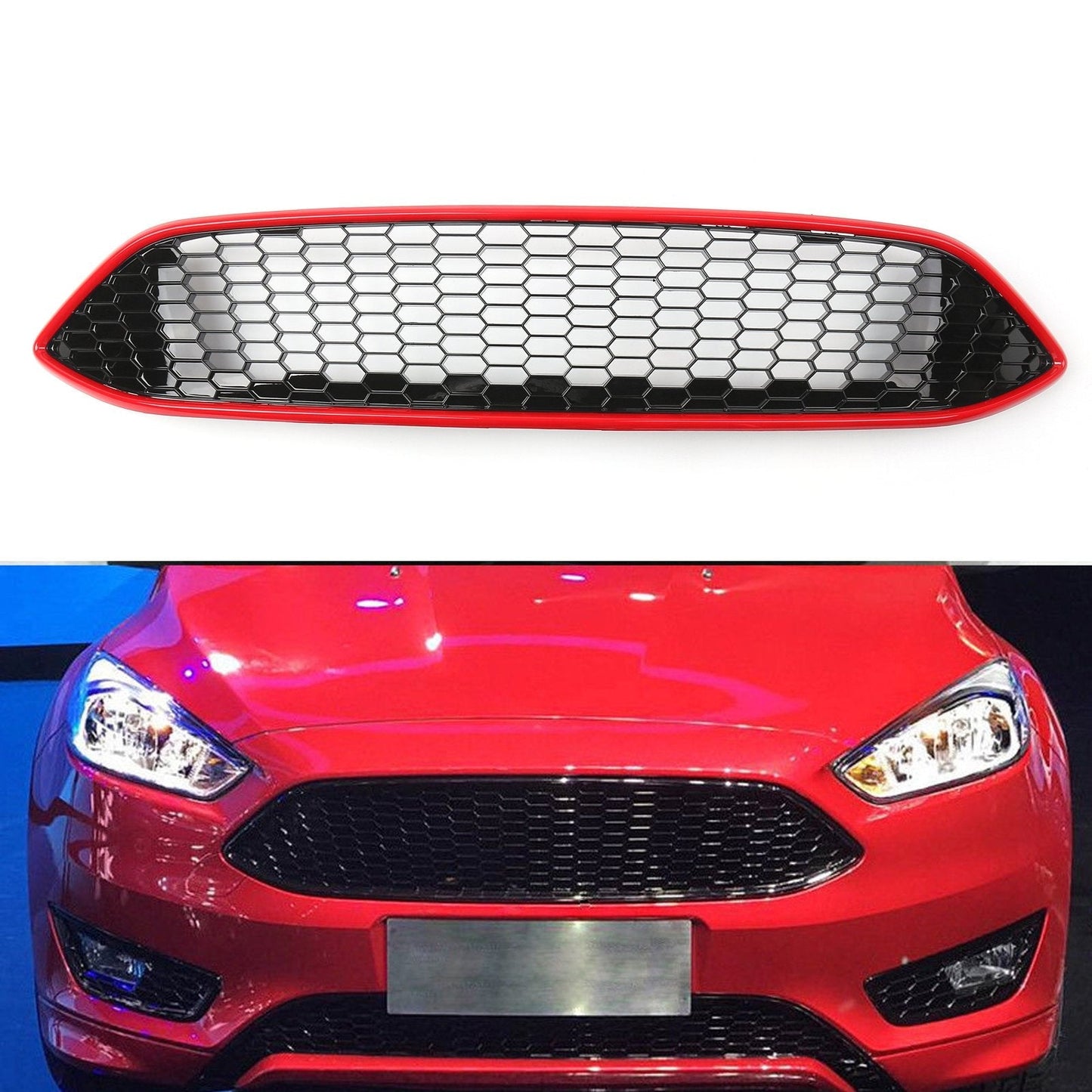 Ford 2015-2016 Focus Front Bumper Grille ABS Gloss Black Honeycomb