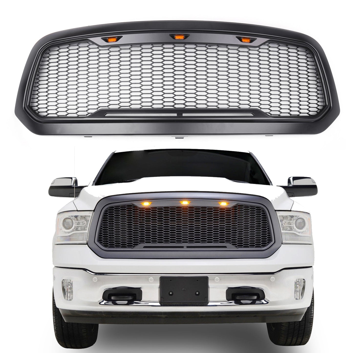 2013-2018 Dodge Ram 1500 Grille Raptor Style Front Hood Mesh Grill W/ LED Light Generic