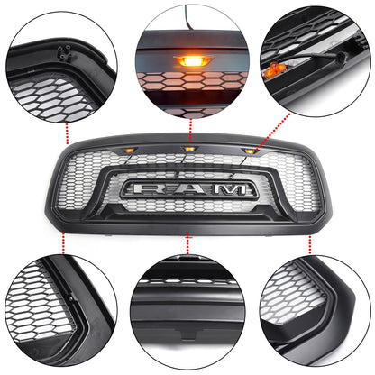 Dodge Ram 1500 2013-2018 Honeycomb Bumper Grill Hood Front Grille ABS Front Bumper Generic
