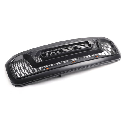 2013-2018 Dodge Ram 1500 Big Horn / Rebel Style Front Bumper Grill Black Replacement Grille W/ LED Light