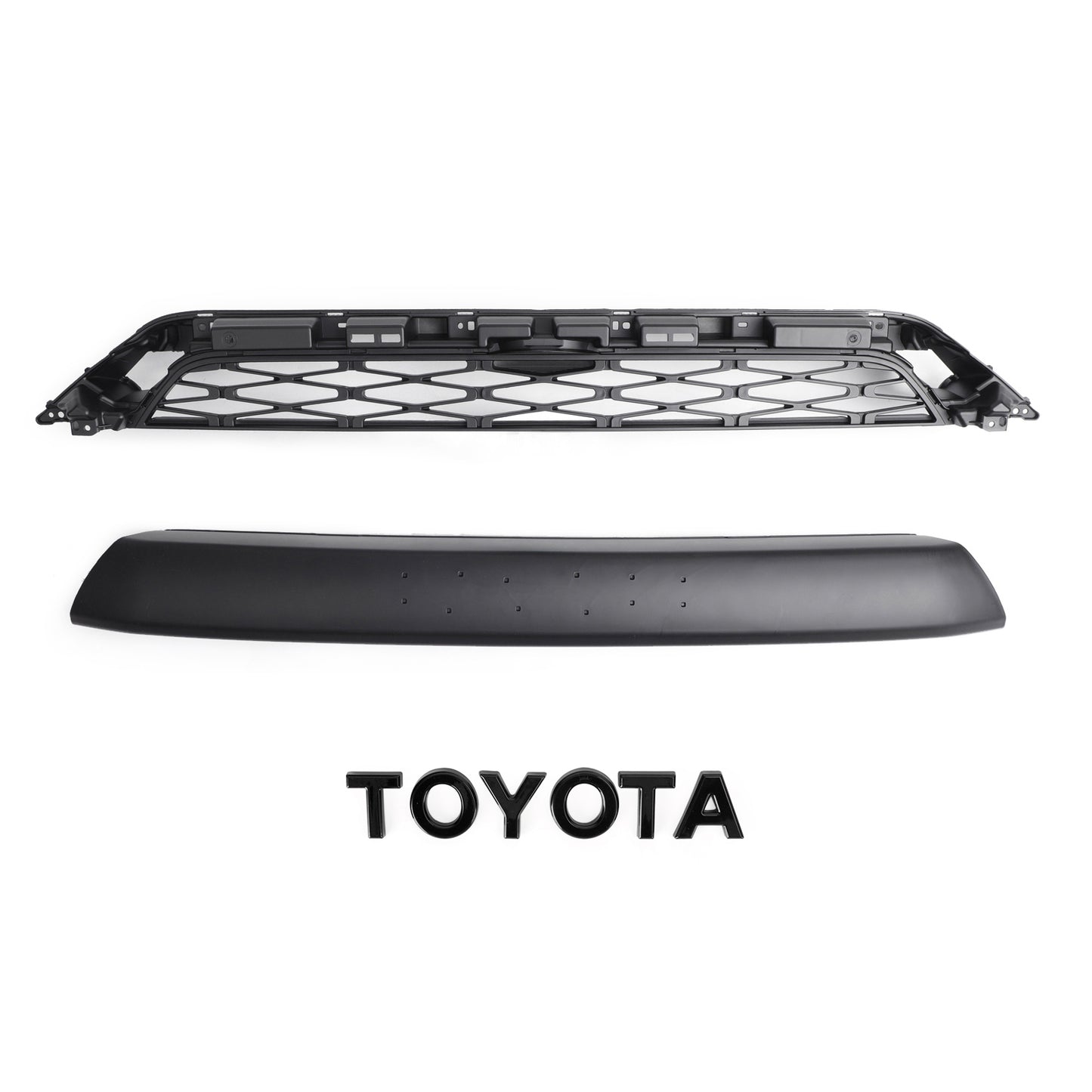 2014-2019 Toyota 4Runner TRD PRO 2 Piece Front Bumper Grill Replacement Blcak Grille