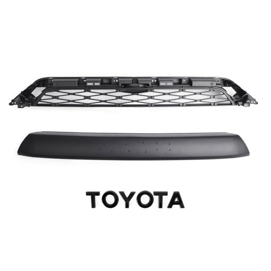 2014-2019 Toyota 4Runner TRD PRO 2 Piece Front Bumper Grill Replacement Blcak Grille