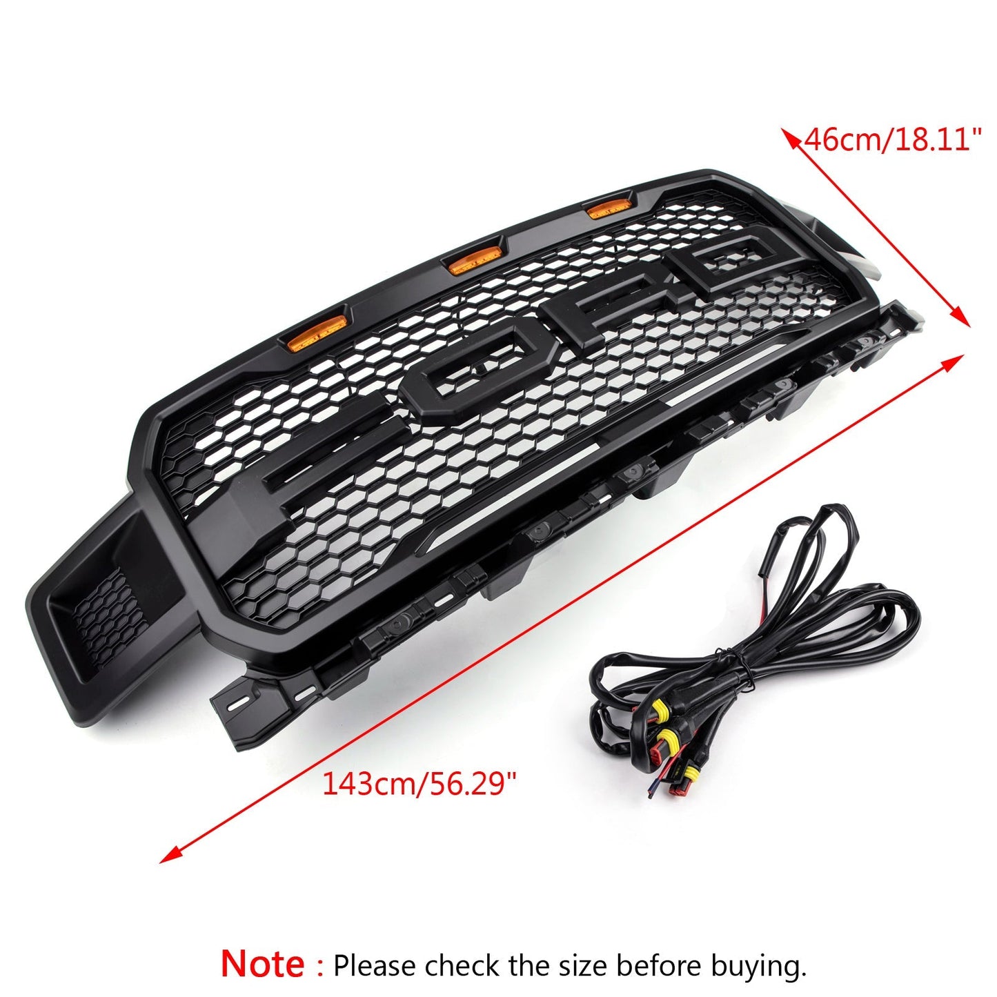 Ford F150 2018-2020 XLT/Lariat/Platinum/King Ranch front bumber Grill W/ LED Black Raptor Style Grille