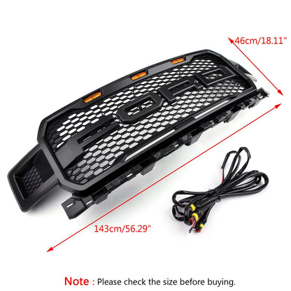 Ford F150 2018-2020 XLT/Lariat/Platinum/King Ranch front bumber Grill W/ LED Black Raptor Style Grille