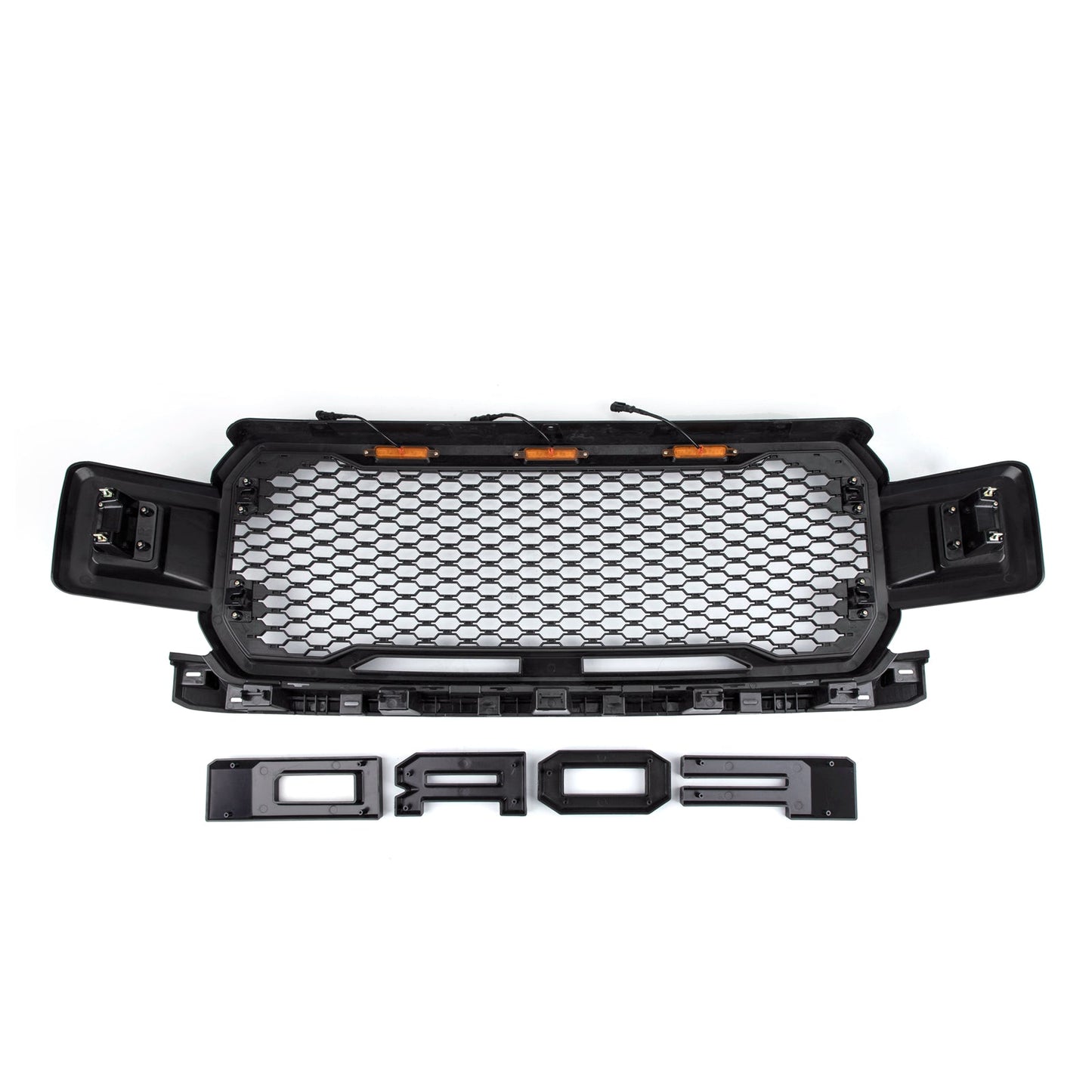 Ford F150 2018-2020 XLT/Lariat/Platinum/King Ranch front bumber Grill W/ LED Black Raptor Style Grille