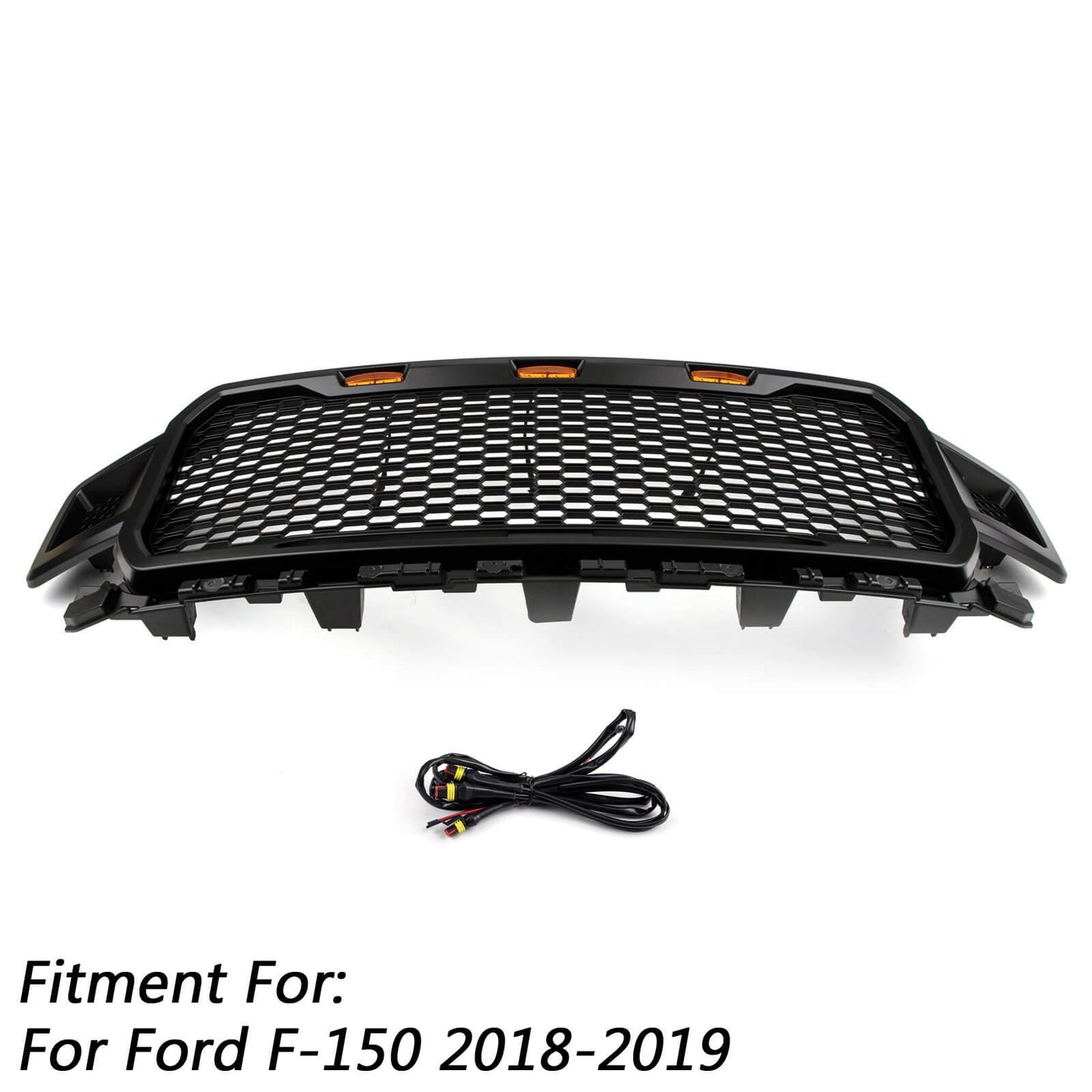 Ford F150 2018-2020 XLT/Lariat/Platinum/King Ranch front bumber Grill W/ LED Black Raptor Style Grille