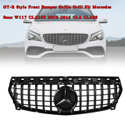 2013-2019 Mercedes Benz CLA-Class W117 C117 GT Style Front Grill Replacement Black Grille With Emblem