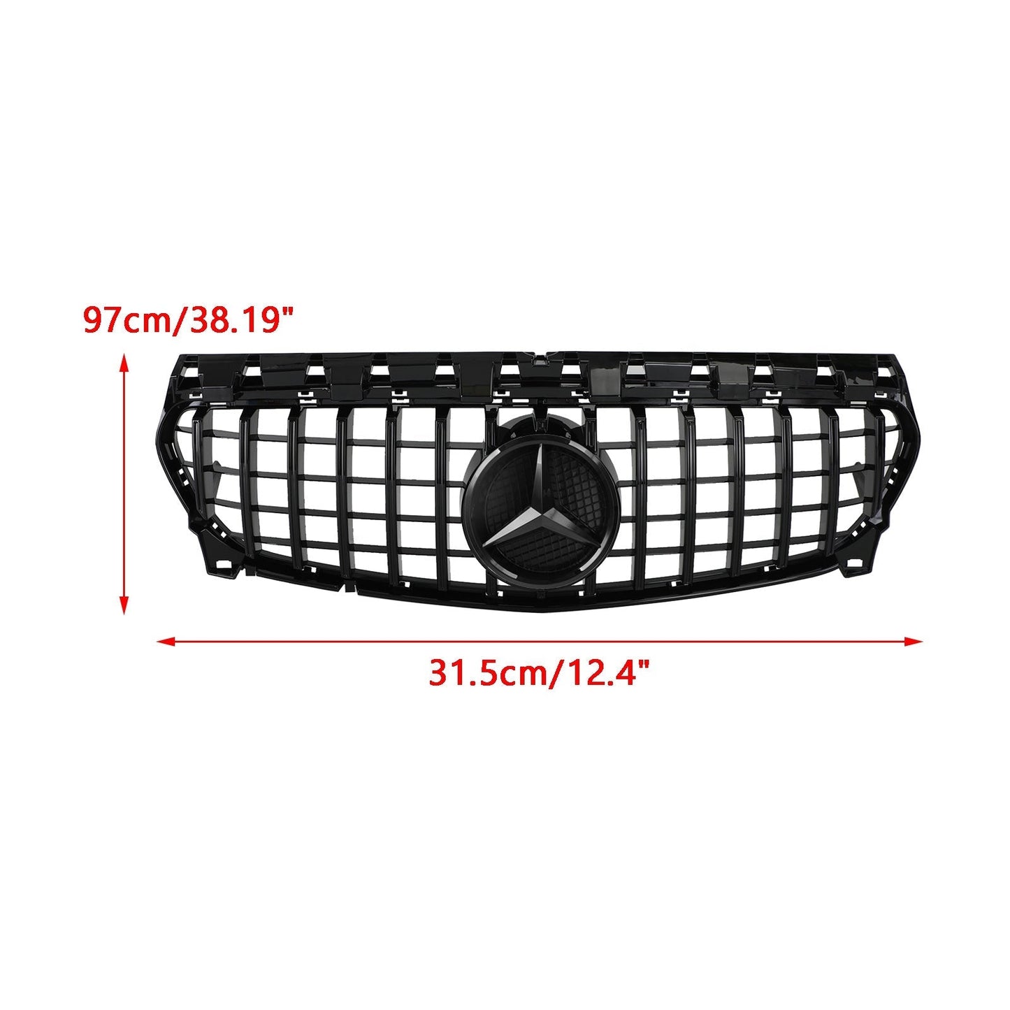 2013-2019 Mercedes Benz CLA-Class W117 C117 GT Style Front Grill Replacement Black Grille With Emblem